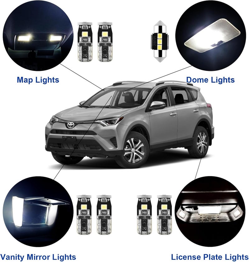 EASY EAGLE LED Interior Car Lights for Toyota-RAV4-2016-2022: 8 Piece Kit White LED Light Bulbs - Super Bright 6000K + Install Tool - Image 2